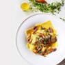 Фотография рецепта Открытая лазанья с белыми грибами и оливками автор Радость приготовления