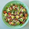 Фотография рецепта Овощной салат с печенью трески и перепелиными яйцами автор Лоскутова Марианна
