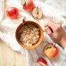Фотография рецепта Овсяная каша с ванилью яблоком и арахисовым маслом автор Елена Смирнова