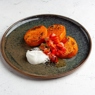 Фотография рецепта Панкейки из батата с постной сметаной и помидорами конкасе автор Александр Мичигаров