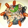 Фотография рецепта Паста с чернилами каракатицы с морепродуктами в сливочном соусе автор Iana Bondar