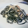 Фотография рецепта Паста с чернилами каракатицы и соусом карбонара автор Дарья Трофимова