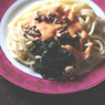 Фотография рецепта Паста со шпинатом и соусом из фасоли автор Masha Potashova