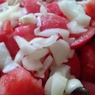 Фотография рецепта Печеный красный перец с розовыми помидорами и луком поболгарски автор Tanya Chakarova