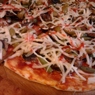 Фотография рецепта Пицца с колбасой зеленой фасолью и оливками автор Anna Cook