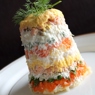 Фотография рецепта Порционный салат Мимоза с лососем автор Ираида Корягина