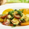 Фотография рецепта Салат из помидоров с персиками и жареным сыром автор Denis Lyashkewicz