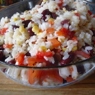 Фотография рецепта Салат из риса красной фасоли кукурузы и помидоров черри автор Ольга Мазурова