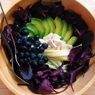 Фотография рецепта Салат из свекольных листьев черники и тофу с заправкой из меда и соевого соуса автор Lena Iliady