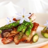 Фотография рецепта Салат из свинины спаржи и грибов с винным соусом автор Саша Давыденко