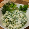 Фотография рецепта Салат из зеленого лука с огурцом яйцом и сметаной автор Ална Казавчинская
