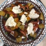 Фотография рецепта Салат с жареными баклажанами в кислосладком соусе с творожным сыром автор Мария