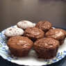 Фотография рецепта Шоколадные маффины с шоколадной крошкой и орехами автор Юлия Капл