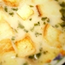 Фотография рецепта Сырный суп с курицей шампиньонами и гренками автор Лера 