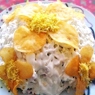 Фотография рецепта Слоеный грибной салат с ветчиной и чипсами автор Анастасия