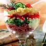 Фотография рецепта Слоеный салаткоктейль с ветчиной и болгарским перцем автор Александра Пивоварова