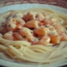 Фотография рецепта Спагетти с креветками в сливочноконьячном соусе автор Катерина
