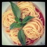 Фотография рецепта Спагетти с помидорами черри и базиликом автор Гурманьяк