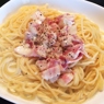 Фотография рецепта Спагетти в сливочном соусе с песто и беконом автор Marina Raspberry