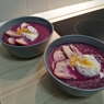 Фотография рецепта Суп из краснокочанной капусты с яйцом пашот и копченой уткой автор Кулинар 4682609