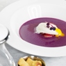 Фотография рецепта Суп из краснокочанной капусты с яйцом пашот и копченой уткой автор Алексей Зимин