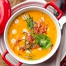 Фотография рецепта Суп из тыквы с кремом из каштанов и пармской ветчиной автор Алексей Гордила