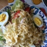 Фотография рецепта Свежий зеленый салат с курицей овощами и сыром автор Полна Горбуля