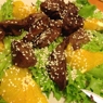 Фотография рецепта Теплый салат из куриной печени с апельсином автор Jenya Arabkina