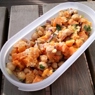 Фотография рецепта Теплый салат из тыквы с нутом и заправкой из тахини автор Мария Федотова