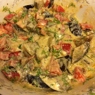 Фотография рецепта Теплый салат с баклажанами болгарским перцем и фетой автор Катерина Солнце