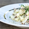 Фотография рецепта Теплый салат с грибами и сметанным соусом автор Natalia