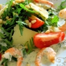 Фотография рецепта Теплый салат с креветками под соусом дорблю автор Маруся Феофанова