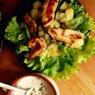 Фотография рецепта Теплый салат с курицей и соусом из корнишонов автор Катерина  Смирнова