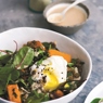 Фотография рецепта Теплый салат с чечевицей и яйцом пашот автор Еда