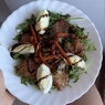 Фотография рецепта Теплый салат со свининой и руколой автор Alina Yakimova