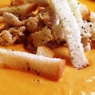 Фотография рецепта Тыквенный кремсуп с курицей и сухарикамии автор Maria Chilina