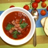 Фотография рецепта Томатный суп с копчеными колбасками автор Светлана Горелова