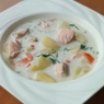 Фотография рецепта Традиционный финский сливочный суп с лососем lohikeitto автор Ola La