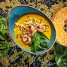 Фотография рецепта Тыквенный суп с креветками и булгуром автор Виктор  Апасьев