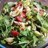 Фотография рецепта Тплый салат из макарошеккончиле тунца и овощей автор Анна Лаврентьева