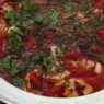 Фотография рецепта Вегетарианский борщ с красной фасолью заправкой из сладкого перца и томатов автор Yuliya Rubinshtein