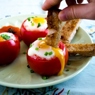 Фотография рецепта Яйца в помидорах с зеленым луком автор Maria