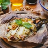 Фотография рецепта Запеченные баклажаны с камамбером и грецкими орехами автор Еда
