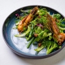 Фотография рецепта Зеленый салат с креветками и васабимайонезом автор Еда
