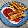 Фотография рецепта Жареный адыгейский сыр с малиновым чатни автор Лоскутова Марианна