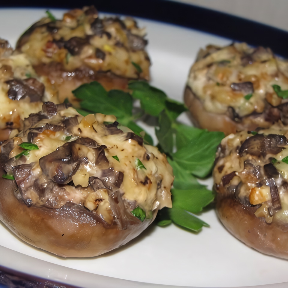 Фаршированные белые грибы с сыром