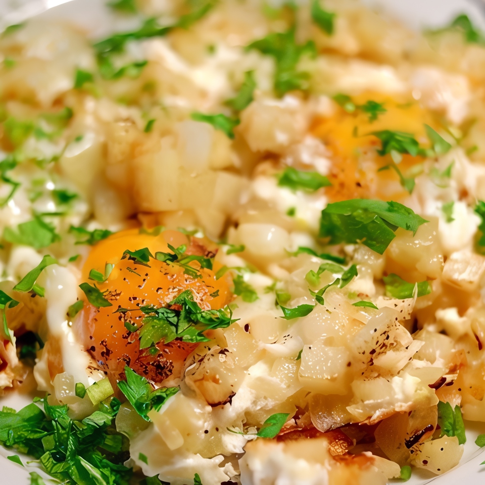 Картофель жареный, с яйцом