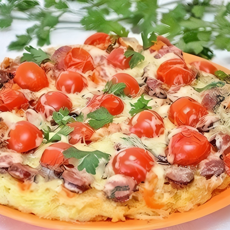 Картофельная пицца с колбасками