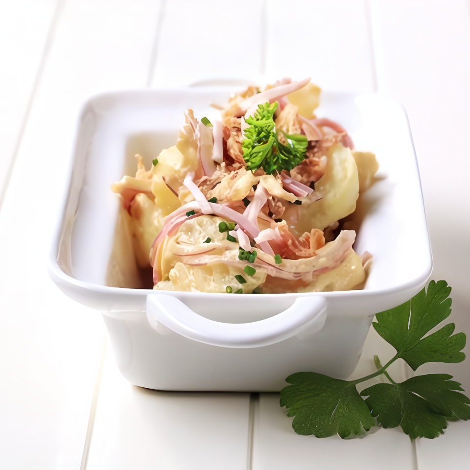 Картофельный салат с яблоками и беконом