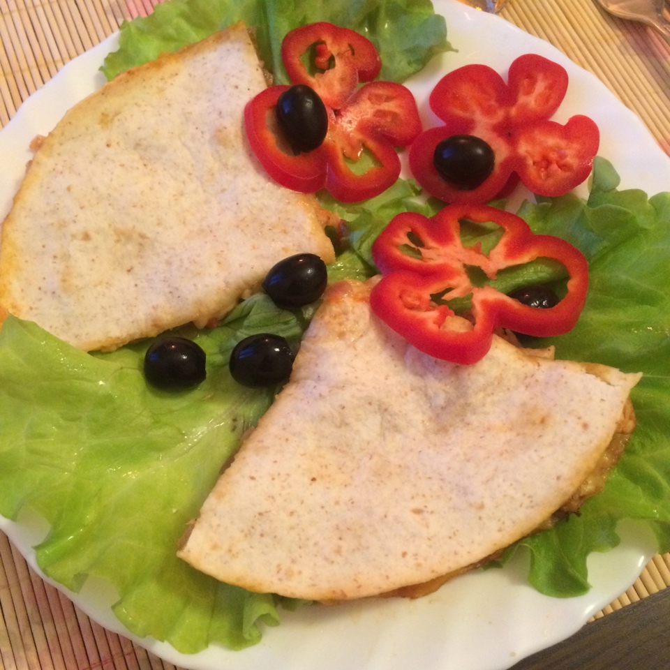 Кесадилья с курицей и баклажанами
